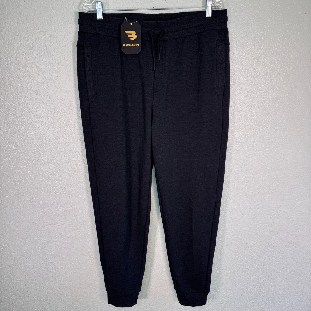 Burlebo Sweatpants Mens XL Black Fleece Joggers Elastic Waist Pockets Lounge NEW